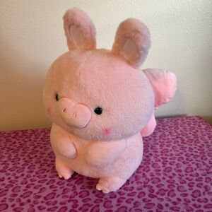 Pink Plush Pig with a bow